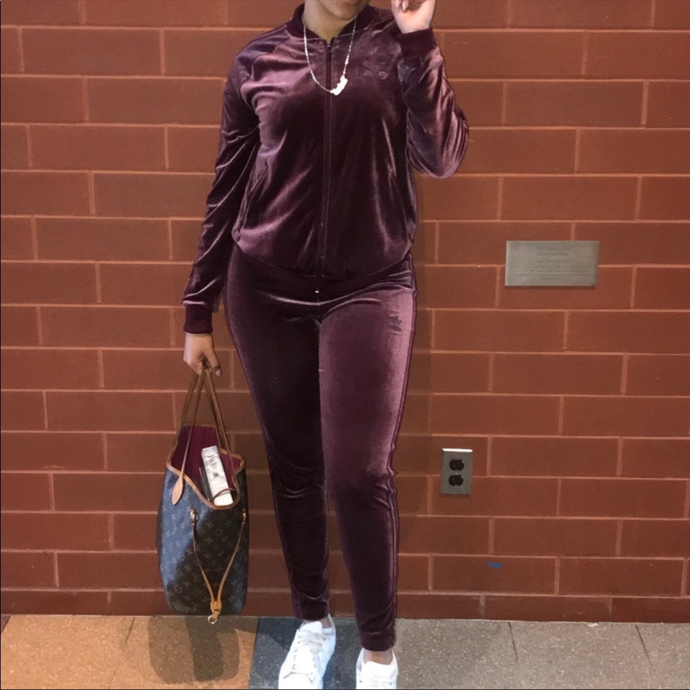 PLUM VELOUR ADIDAS TRACK SUIT